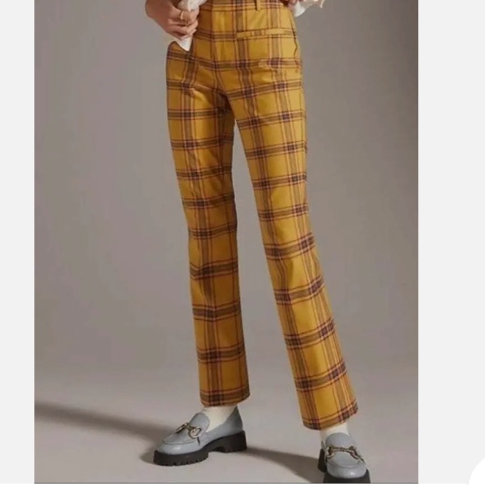 Anthropologie Maeve Yellow Plaid Pants - Picture 7 of 9
